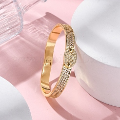 Rack Plating Brass Micro Pave Cubic Zirconia Hinged Bangles&nbsp;BJEW-H624-06B-G
