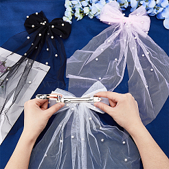 3Pcs 3 Colors Polyester Mesh Big Bowknot Hair Barrettes&nbsp;OHAR-FH0001-14