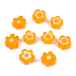 手作りミッレフィオーリガラスビーズ連売り  プラムボソム  オレンジ  6~7x6~8x2.5~3mm  穴：1mm  約63~65個/連  15.55インチ〜15.94インチ（39.5~40.5cm）&nbsp;LAMP-N029-017A-05