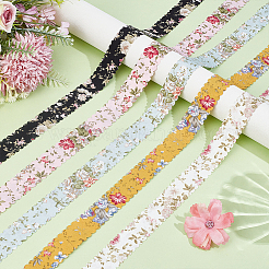 25 Yards 5 Colors Flower Printed Polyester Ribbon&nbsp;OCOR-PH0036-17