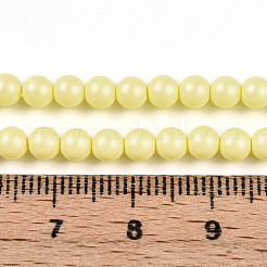 ベーキングペイントパール化ガラスパールビーズ連売り  ラウンド  シャンパンイエロー  4mm  穴：0.6mm  約103~104個/連  15.75~15.94インチ（40~40.5cm）&nbsp;HY-N002-4mm-B03