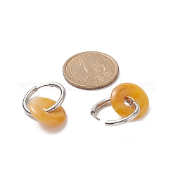 Natural Tiger Eye Pi Disc/Donut Dangle Hoop Earrings&nbsp;EJEW-JE05132-02