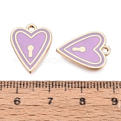 合金エナメルチャーム  ラックめっき  ハートロックチャーム  ゴールドカラー  ミディアム蘭  17.5x13.5x1.5mm  穴：1.5mm&nbsp;ENAM-Q002-07G-02