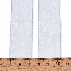 ポリエステルリボン  葉の模様  ギフトラッピング用リボン  ライトブルー  1インチ（25mm）  約20.00ヤード（18.29m）/ロール&nbsp;OCOR-N007-01F