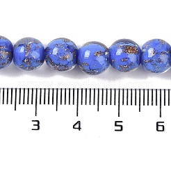 手作りゴールドパウダー入りランプワークビーズ  ラウンド  藤紫色  8~8.5x7.5~8mm  穴：1.5mm  約48個/連  14.02''（35.6センチメートル）&nbsp;LAMP-Z009-01O