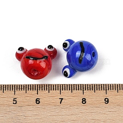 手作りランプワークビーズ  カエル  ミックスカラー  16x17.5~18.5x13.5~14mm  穴：1.5~1.7mm&nbsp;LAMP-A008-06
