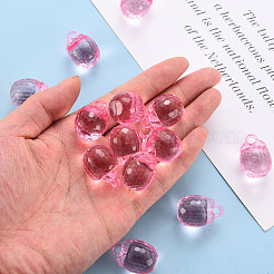 秋のテーマ透明アクリル ペンダント  多面カット  3d柿  パールピンク  27.5x19.5mm  穴：4mm  約95個/500g&nbsp;TACR-T024-04B-903