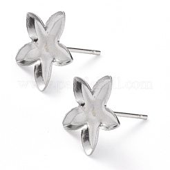 変色しない304ステンレススチールスタッドピアスセッティング  花  ステンレス鋼色  13x13x2mm  トレイ：11x11mm  ピン：0.8mm&nbsp;STAS-J032-22