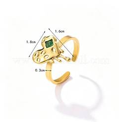 304 Stainless Steel Pave Cubic Zirconia Cuff Open Rings for Women&nbsp;WGCD118-01