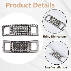 12Pcs Alloy Glass Rhinestone Shoelace Buckle&nbsp;FIND-HS0002-48B
