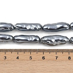 電気メッキガラスビーズ連売り  模造パール  ナゲット  スレートグレイ  20~22x8~8.5mm  穴：1.2mm  約19個/連  15.75''（40センチメートル）&nbsp;GLAA-H039-03B