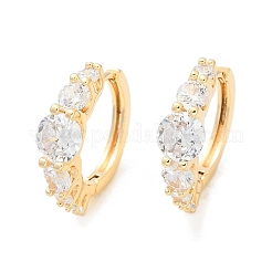 Brass Clear Cubic Zirconia Hoop Earrings&nbsp;EJEW-Q016-14G