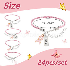 24Pcs 4 Style Alloy Enamel & Acrylic Heart Charm Bracelets Set with PU Leather Cords&nbsp;BJEW-AB00014
