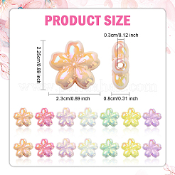 UVメッキ不透明アクリルビーズ30個。  虹色の  花  ミックスカラー  22.5x23x8mm  穴：3mm&nbsp;MACR-YW0004-16
