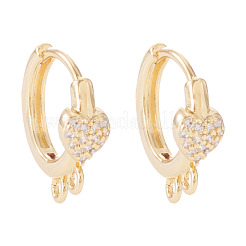 2Pcs Brass Micro Pave Cubic Zirconia Hoop Earring Findings&nbsp;KK-TA0003-42