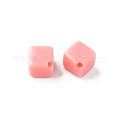 不透明なアクリルビーズ  キューブ  ライトコーラル  13x14.5x14.5mm  穴：2mm  約530個/500g&nbsp;MACR-S373-135-A08