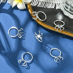 6Pcs Adjustable Brass Finger Rings Components&nbsp;KK-BBC0021-26