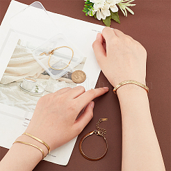 5個 5サイズ イオンプレーティング(IP) 304ステンレススチール ヘリンボーンチェーンブレスレットセット メンズ レディース  18KGP本金メッキ  5-7/8~6インチ（15~15.3cm）  1個/サイズ&nbsp;BJEW-PH0004-37