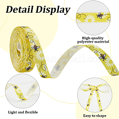 2 Rolls 2 Styles Polyester Bees Printed Grosgrain Ribbons&nbsp;SRIB-CY0001-10