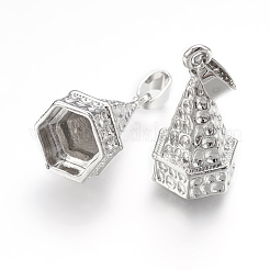 合金六角ビーズキャップベイル  プラチナ  25.5x13x13mm  穴：3.5x7mm  10x10mm内径&nbsp;PALLOY-K099-08P