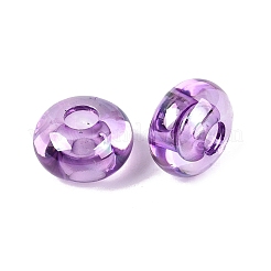 クリアアクリルヨーロピアンビーズ  大穴ビーズ  暗い蘭  14x8mm  穴：5mm&nbsp;OACR-E033-20C