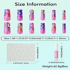ABSプラスチックフルカバープレスオン付け爪  ネイルアート取り外し可能なマニキュア  ステッカー付き  スミレ  27~32.5x7~13.5x3.5~5mm&nbsp;DIY-CJC0006-16