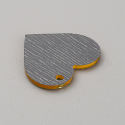 透明なアクリルパーツ  きいろ  ハート  21.5x25x1.8mm  穴：2mm&nbsp;OACR-WH0016-15B-02