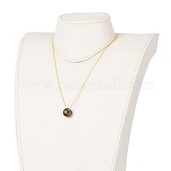 Rondelle Natural & Synthetic Gemstone Pendant Necklaces&nbsp;NJEW-JN03237