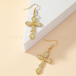合金ダングルピアス  クロス  ゴールドカラー  60x24mm&nbsp;FS-WGDC2DD-01