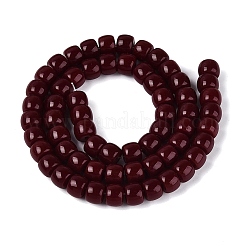 オペークガラスビーズ連売り  バレル  暗赤色  8x6mm  穴：1.6mm  約61~62個/連  14.84''~15.16''（37.7~38.5センチメートル）&nbsp;GLAA-NH0002-B13