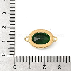 304ステンレススチール製キュービックジルコニア楕円コネクタチャーム  PVD真空メッキ  18KGP本金メッキ  濃い緑  22.5x13x6mm  穴：1.6mm&nbsp;STAS-P380-78G-03