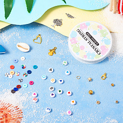 DIY プレッピー ブレスレット メイキング キット  ポリマークレイディスク、アクリルレター、プラスチックスター、天然シェルビーズを含む  ハート＆リーフ＆エンジェル＆フラミンゴ合金ペンダント  ピンセット  はさみ  ミックスカラー&nbsp;DIY-TA0008-97