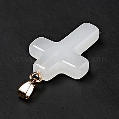 ガラスチャーム  ゴールデンメッキ鉄パーツ  クロス  ゲインボロ  28.5x18x4.5mm  穴：5.5x3mm&nbsp;LS-GLAA-A004-02I