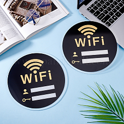 アクリル製 Wi-Fi パスワード サイネージ  家庭用Wi-Fiサインボード  公共の場所  ラウンド  ブラック  200x3mm&nbsp;AJEW-WH0542-66B