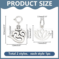 2Pcs 2 Styles 925 Sterling Silver Pendants&nbsp;STER-AR0001-07