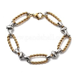 女性用304ステンレススチールオーバルリンクチェーンブレスレット  ゴールデン·ステンレス鋼色  7-5/8インチ（19.4cm）  リンク：24x10.5x2.5mm / 20x9.5x6.5mm&nbsp;BJEW-D377-01D