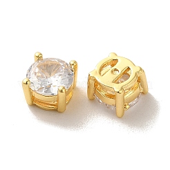 Brass with Single Clear Cubic Zirconia Beads&nbsp;X-KK-H461-09A-G