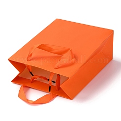 長方形の紙袋  ハンドル付き  ギフトバッグやショッピングバッグ用  レッドオレンジ  22x16x0.6cm&nbsp;CARB-F007-03C