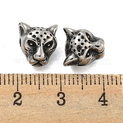 動物 304 ステンレス ビーズ  アンティークシルバー  ヒョウ  10x9x8mm  穴：2mm&nbsp;STAS-E214-11AS-06