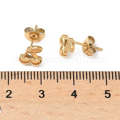 304ステンレススチールのチェリースタッドピアス  ゴールドカラー  8x7mm&nbsp;EJEW-D324-01G