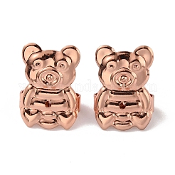 真鍮ピアスキャッチ  ピアスバックキャッチ  クマ  ローズゴールド  14x10x5mm  穴：3.5x4mm&nbsp;FIND-WH0133-06RG