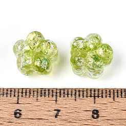 手作りのホイルランプワークビーズ連売り  花  黄緑  10.5~11x11~12x8~9mm  穴：1~1.2mm  約40個/連  16.54~16.73''（42~42.5センチメートル）&nbsp;FOIL-T008-06G