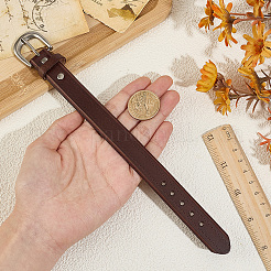 パンクロック風牛革コードブレスレット 1個  鉄と  プラチナ  ココナッツブラウン  10-1/8インチ（25.7cm）&nbsp;BJEW-CL0001-51A