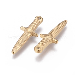 304ステンレスペンダント  短剣  ゴールドカラー  23.5x8.5x3.5mm  穴：1.4mm&nbsp;STAS-F249-04P