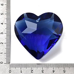 ガラスチャーム  多面カット  シャンデリアクリスタル吊り下げペンダント用  ハート  ブルー  43.5x45.5x26mm  穴：1.8mm&nbsp;X1-EGLA-M028-01E