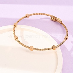 女性用304ステンレススチール製キューブビーズカフバングル  ゴールドカラー  内径：2.36インチ（6cm）&nbsp;SA-CBA2192-01G