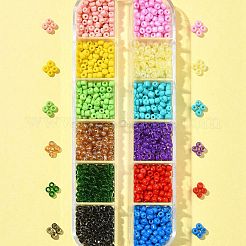 54g 12色のベーキングペイントと透明ガラスシードビーズ  ミックスカラー  8/0  3~3.5x2mm  穴：1~1.2mm  約4.5g /カラー&nbsp;SEED-FS0001-19