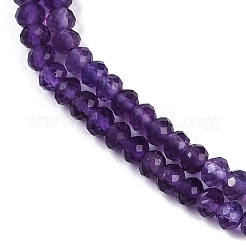 天然石アメジストビーズ連売り  多面カット  ロンデル  3x2mm  穴：0.8mm  約146個/連  15.35インチ（39cm）&nbsp;G-F778-A04-01