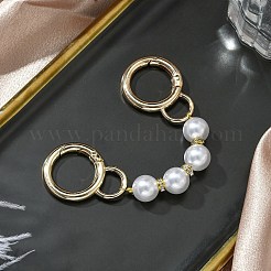 亜鉛合金スプリングゲートリングバッグ延長チェーン  ABS模造パールビーズ付き  ライトゴールド  136mm&nbsp;X1-AJEW-BA00141-01
