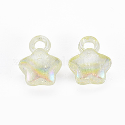 透明クラックルアクリルパーツ  ABカラー  スター  シャンパンイエロー  18x14x8.5mm  穴：3.5mm  約510個/500g&nbsp;MACR-S373-63-L06